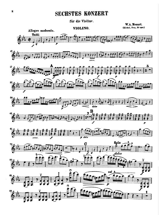 Mozart【Violin Concerto No. 6, K. 268 in E flat Major】 for Violin and Piano