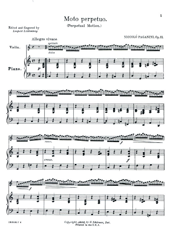 Paganini【Moto Perpetuo Op.11】for Violin and Piano