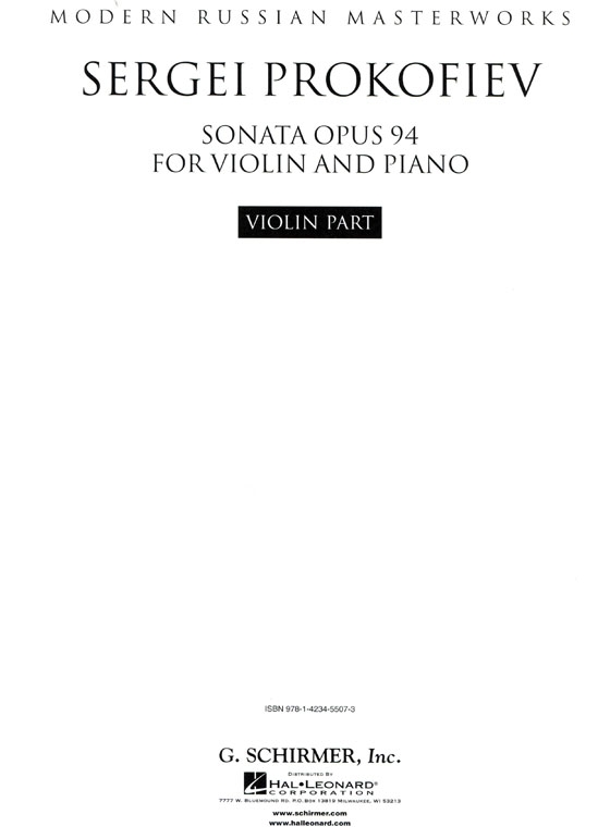 Sergei Prokofiev【Sonata , Opus 94】for Violin and Piano