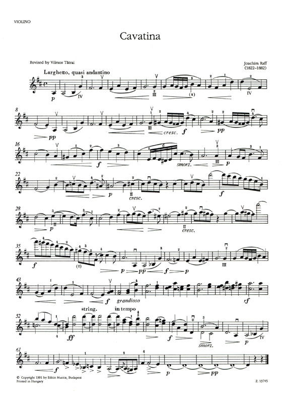 Raff【Cavatina】für Violin and Klavier