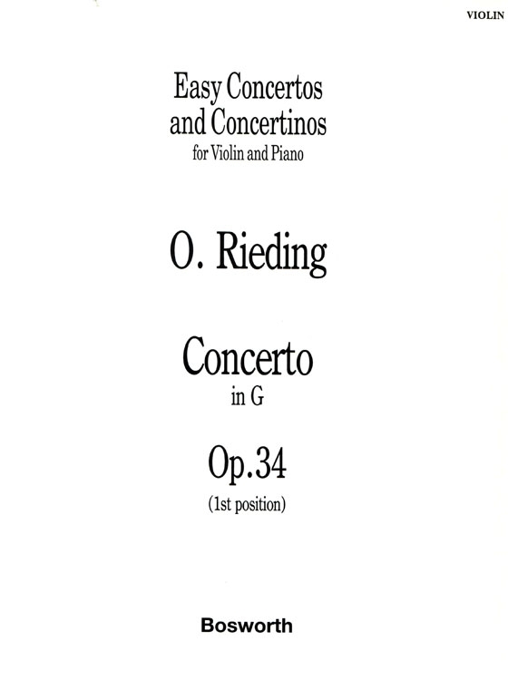 O. Rieding【Concerto in G , Op.34】for Violin and Piano (1st position)