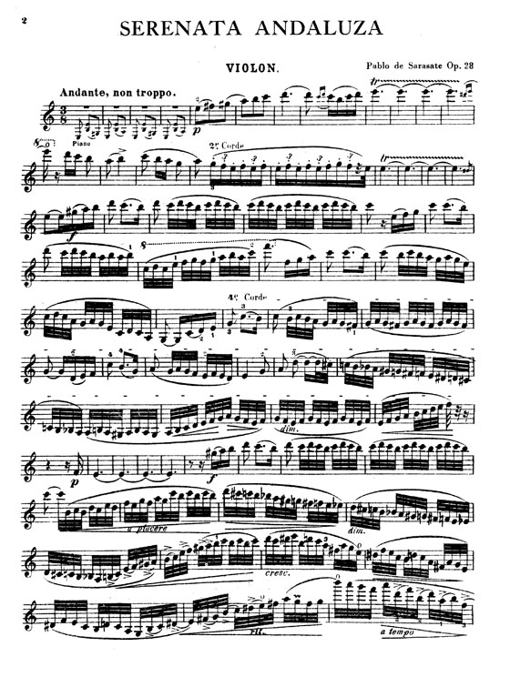 Sarasate【Spanish Dance , Opus 28 Serenata Andaluza】for Violin and Piano Sarasate【Spanish Dance , Opus 28 Serenata Andaluza】for Violin and Piano