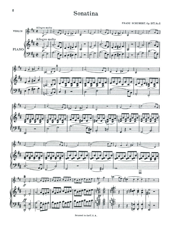 Schubert【Three Sonatinas , Opus 137】for Violin and Piano