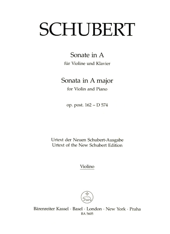 Schubert【Sonata in A major , Op. Post. 162 - D 574 】for Violin and Piano