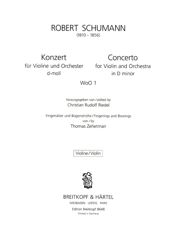 Schumann【Konzert , d-moll WoO 1】für Violine und Orchester