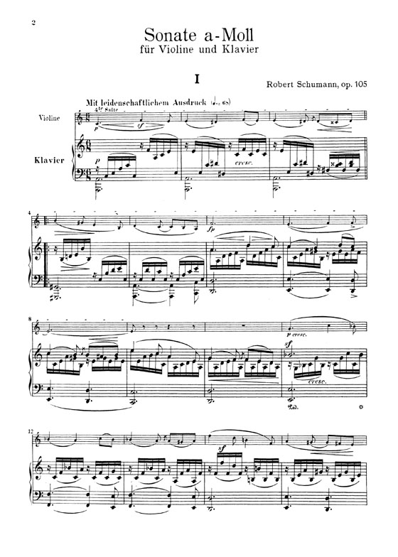 Schumann【Sonata in A Minor , Opus 105】for Violin and Piano