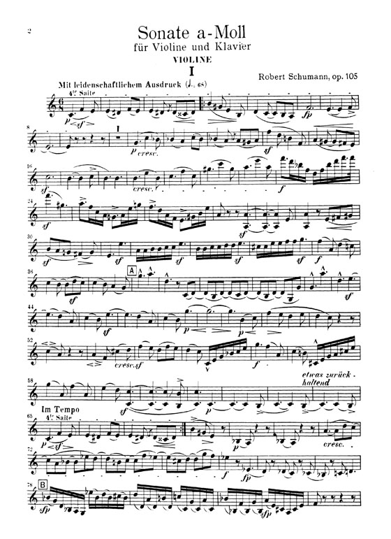 Schumann【Sonata in A Minor , Opus 105】for Violin and Piano
