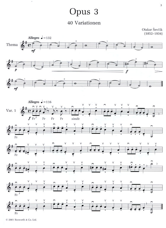 Sevcik Violin Studies【Op. 3】40 Variations