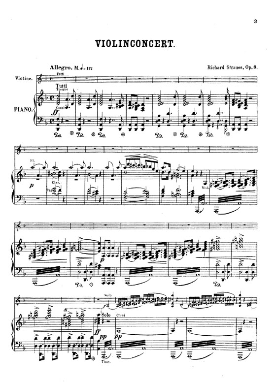 Richard Strauss【Violin Concerto , Opus 8】for Violin and Piano