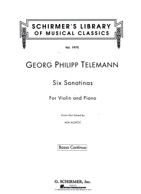 Telemann【Six Sonatinas】for Violin and Piano