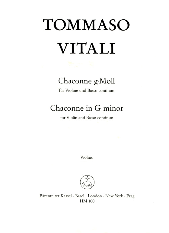 Tommaso Vitali【Chaconne in G minor】for Violin and Basso continuo