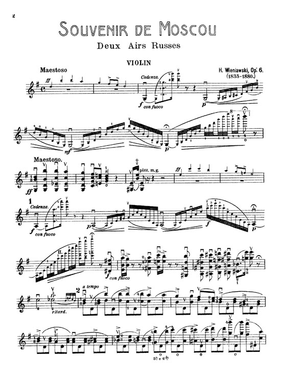 Wieniawski【Souvenir De Moscou,Two Russian Airs , Op. 6】for Violin and Piano