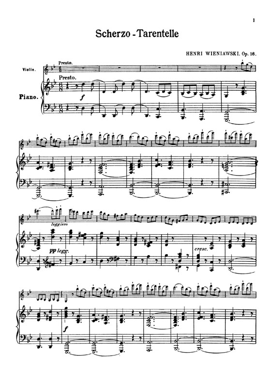 Wieniawski【Scherzo Tarantelle, Op. 16】for Violin and Piano