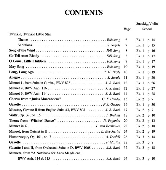 Suzuki 21 Pieces【Volumes 1-3】for Violin With Guitar Accompaniment