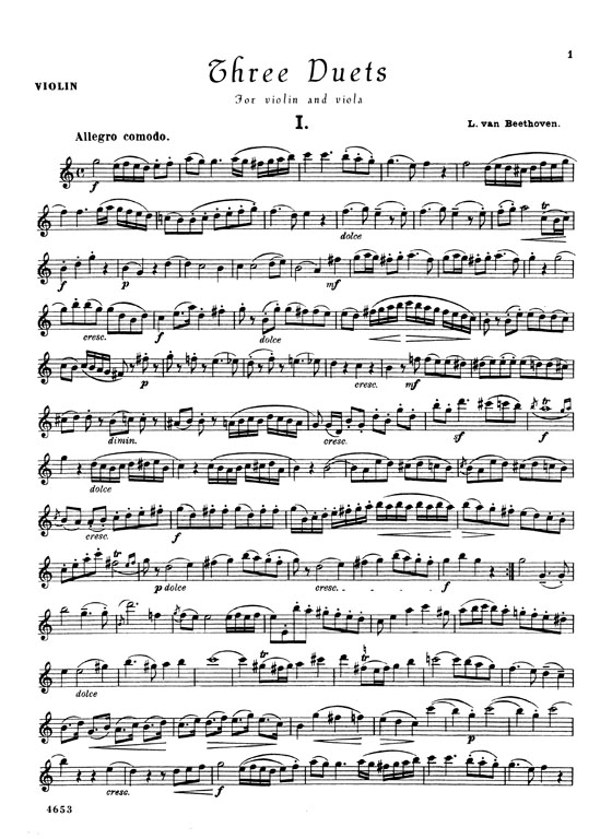 Beethoven【Three Duets Nos. 1-3】for Violin and Viola