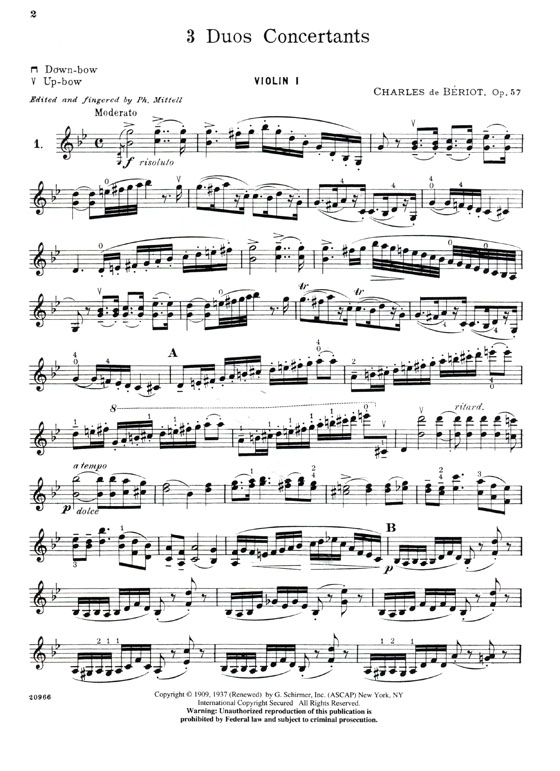De Bériot【Three Duos Concertants , Op.57】for Two Violins
