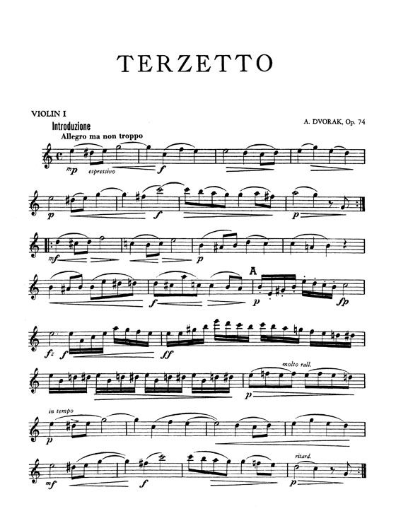 Dvorak【Terzetto In C Major , Opus 74】for Two Violins and Viola