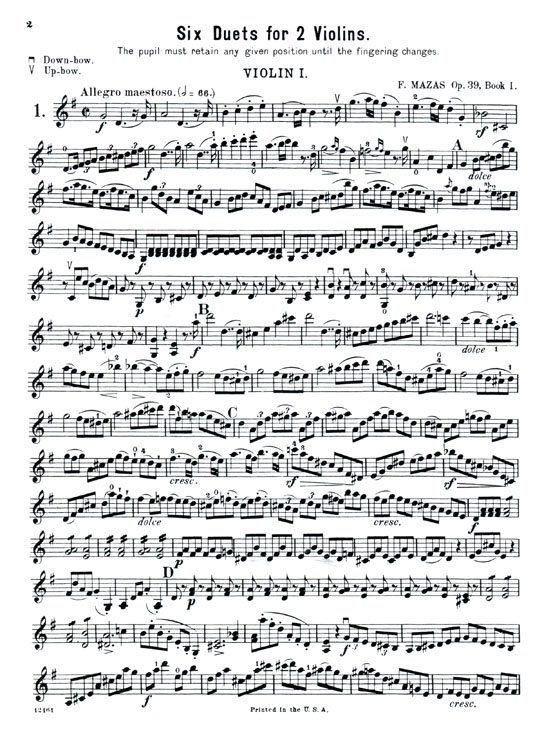 Mazas【Six Duets, Op.39 】 for Two Violins , Book Ⅰ
