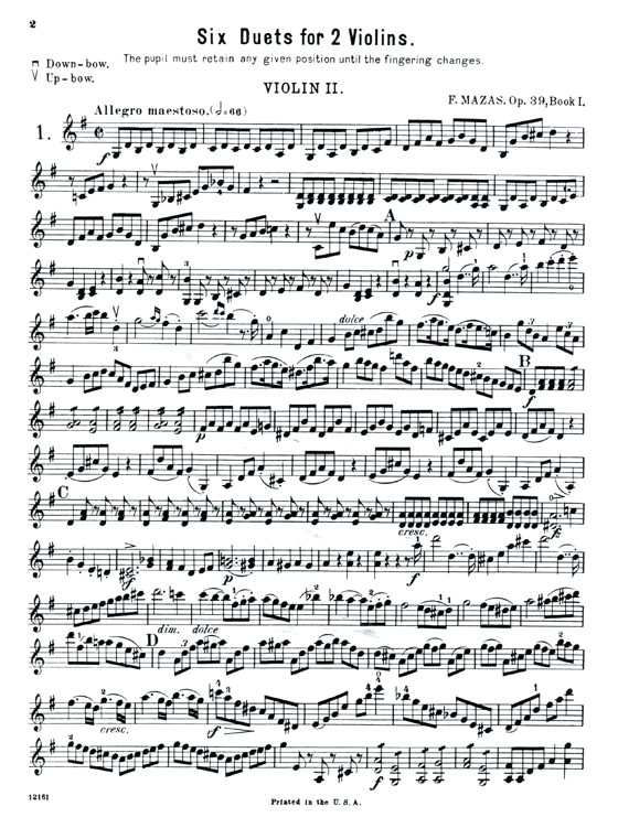 Mazas【Six Duets, Op.39 】 for Two Violins , Book Ⅰ