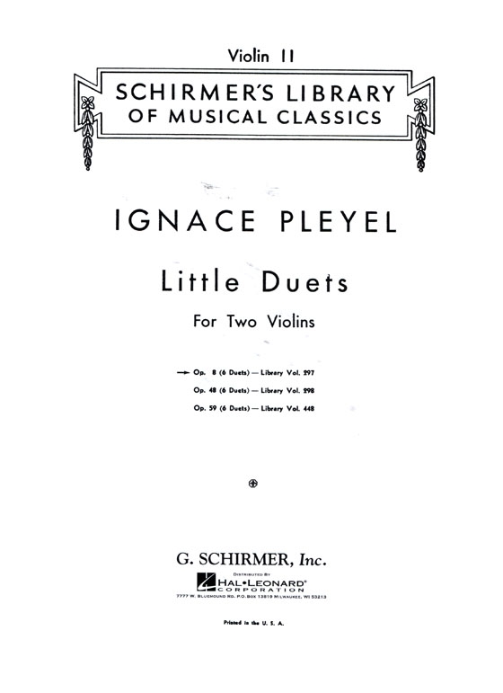 Pleyel【Six Little Duets , Op.8】for Two Violins