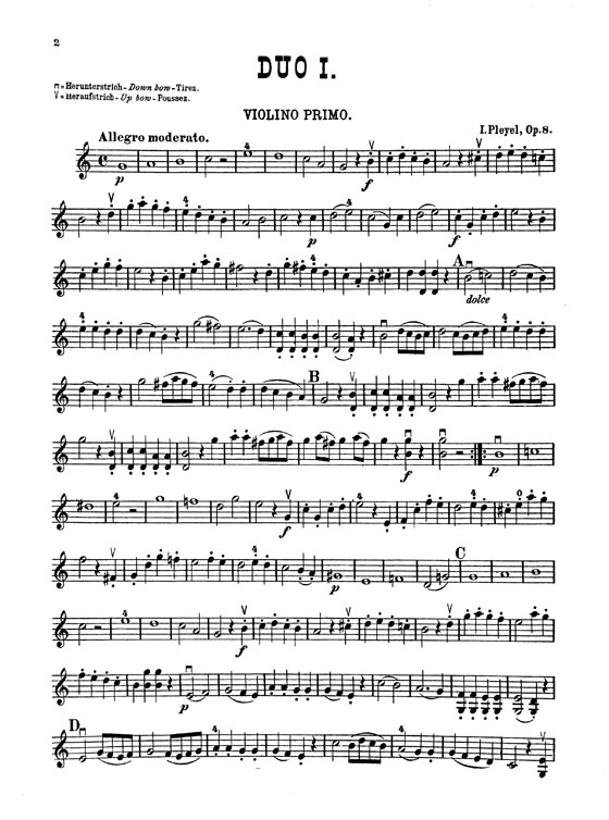 Pleyel【Six Easy Duets】for Two Violins , Opus 8