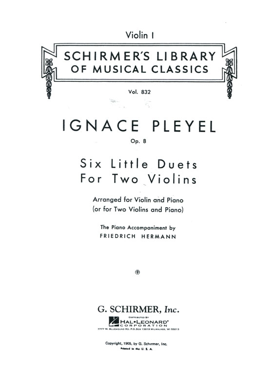 Pleyel【Six Little Duets , Op.8】for Violin（or Two Violins）and Piano