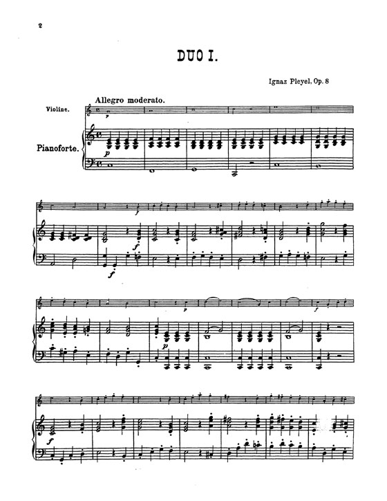 Pleyel【Six Duets , Opus 8】for Two Violins and Piano