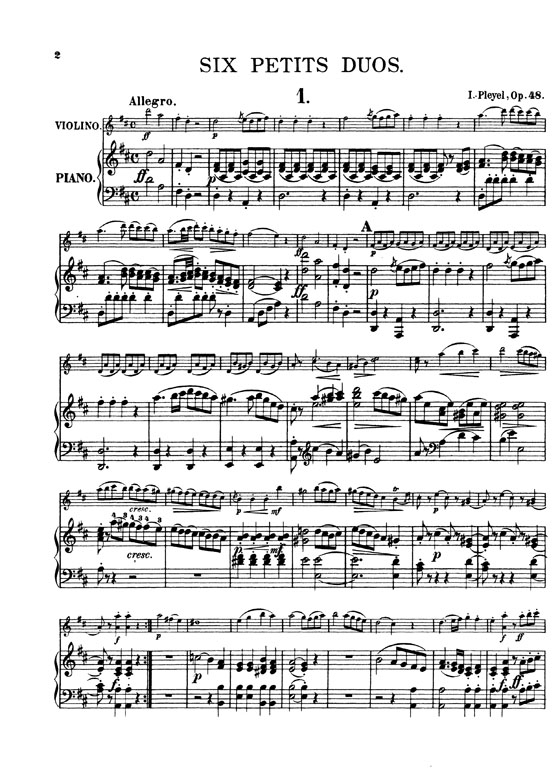 Pleyel【Six Little Duets , Opus 48】for Two Violins and Piano