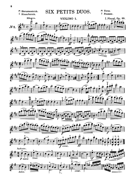 Pleyel【Six Little Duets , Opus 48】for Two Violins and Piano