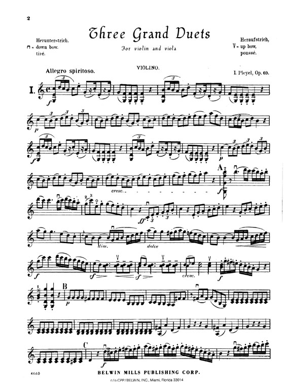 Pleyel【Three Grand Duets , Opus 69】for Violin and Viola