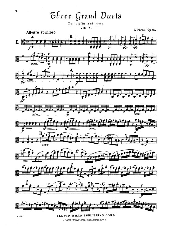 Pleyel【Three Grand Duets , Opus 69】for Violin and Viola