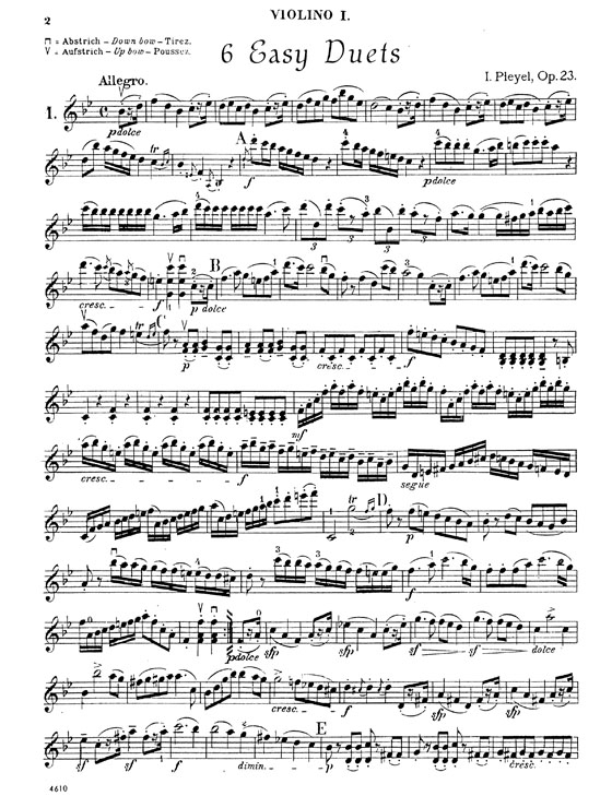 Pleyel【Six Easy Duets, Op. 23】for Two Violins