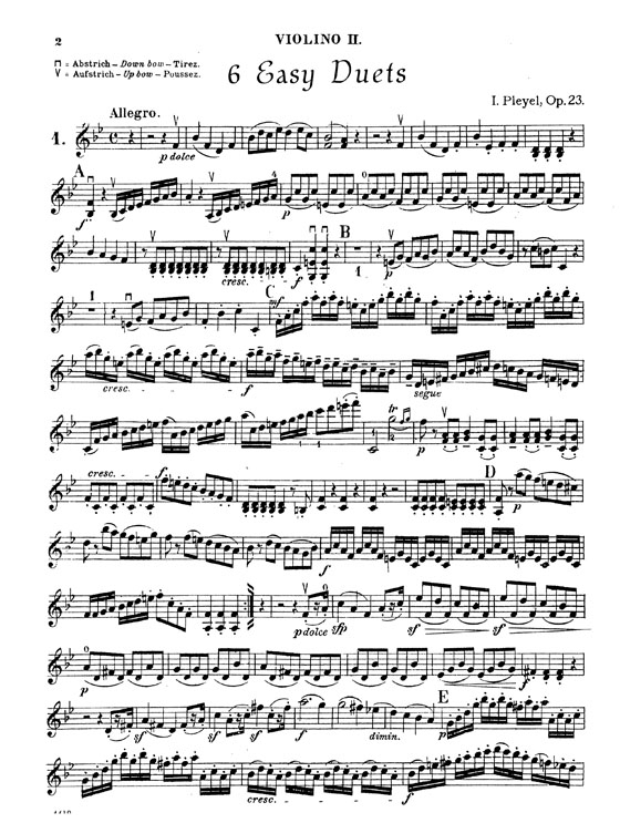 Pleyel【Six Easy Duets, Op. 23】for Two Violins