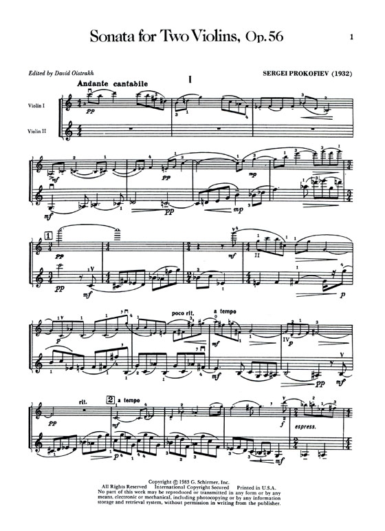 Sergei Prokofiev【Sonata】for Two Violins , Op.56
