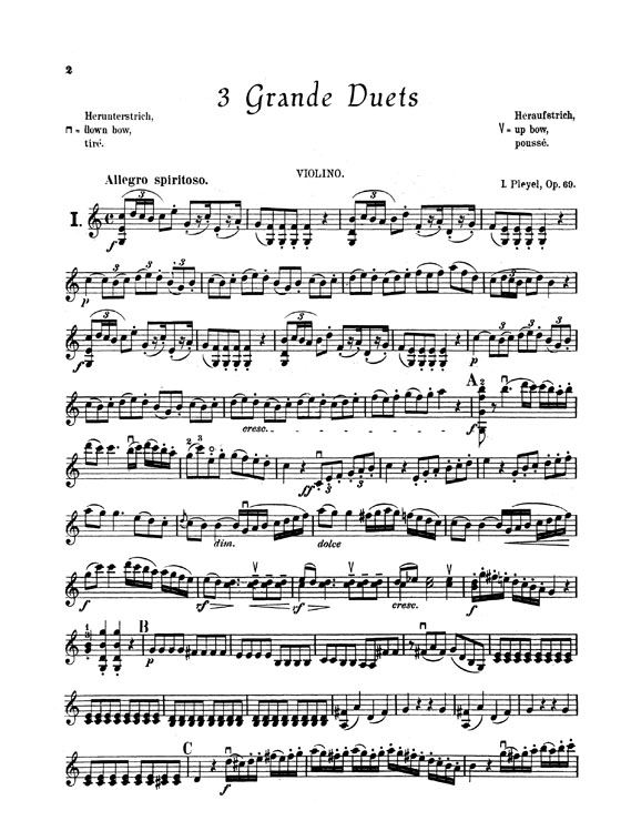 Pleyel【Three Grande Duets】for Two Violins , Opus 69