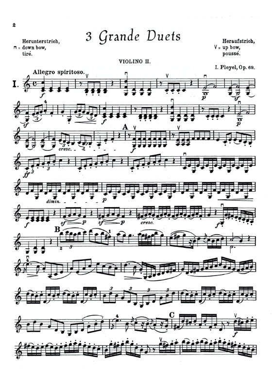 Pleyel【Three Grande Duets】for Two Violins , Opus 69