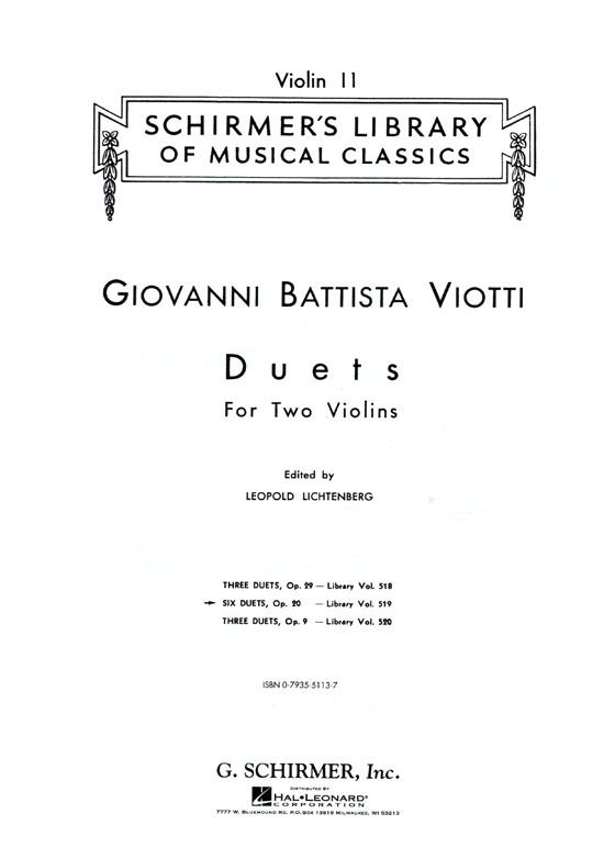 Viotti【Six Duets , Op. 20】for Two Violins