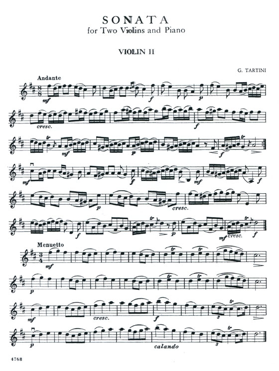 Tartini【Sonata In D Major】for Two Violins and Piano with Cello Ad Libitum
