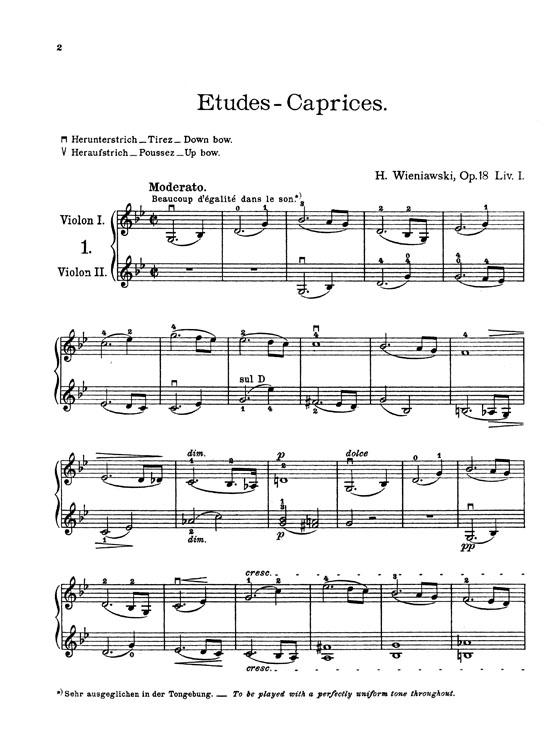 Weiniawski【Etudes - Caprices , Opus 18】for Two Violins , VolumeⅠ