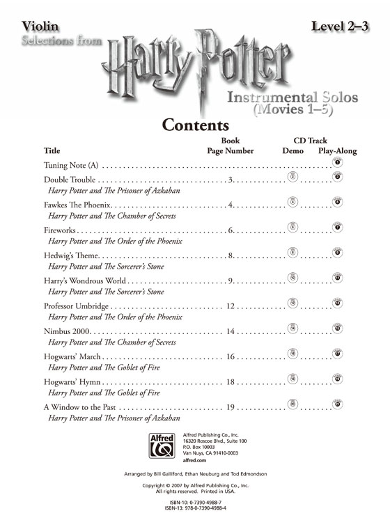 Harry Potter Instrumental Solos【CD+樂譜】Violin/Piano Accompaniment , Selections from Movies 1-5 , Level 2-3