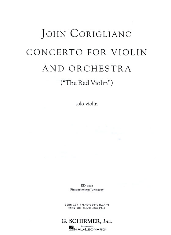 John Corigliano【 Concerto for Violin and Orchestra , The Red Violin 】for Vioiln and Piano