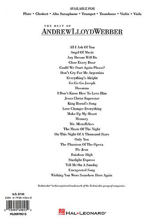 The Best of Andrew Lloyd Webber for Violin