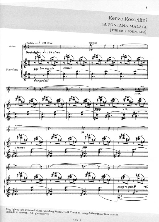 20th Century【Italian Composers】for Violin and Piano , Volume 2
