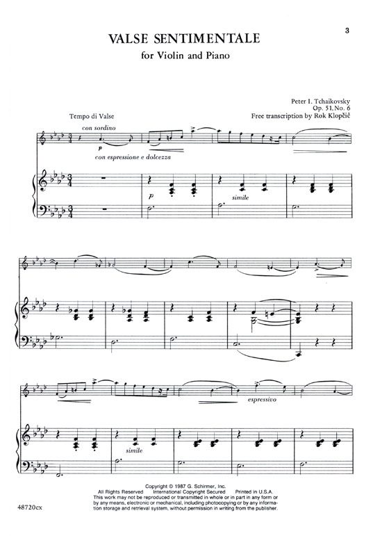 Two Sentimental Pieces for Violin and Piano