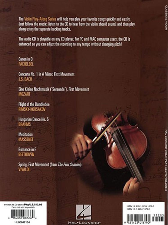 Classical【CD+樂譜】Play 8 of Your Classical Favorites with Authentic CD Tracks for Violin , Vol.3