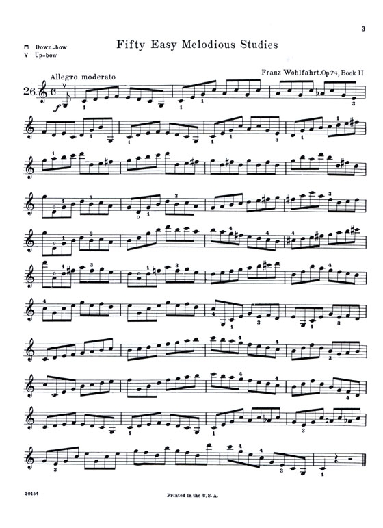 Wohlfahrt Op.74【Fifty Easy Melodious Studies】Book Ⅱ  for the Violin  Third Position (第二冊)