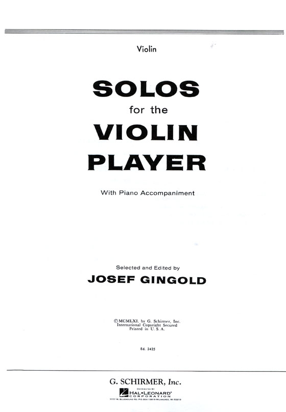 Solos for the Violin Player with Piano Accompaniment