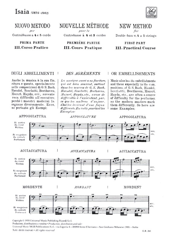 Billé Nuovo Metodo Per Contrabbasso 【Parte Ⅰ】 Ⅲ Corso Pratico Billé Nuovo Metodo Per Contrabbasso 【Parte Ⅰ】 Ⅲ Corso Pratico