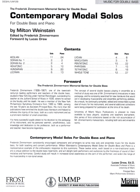 Contemporary Modal Solos for Double Bass and Piano Contemporary Modal Solos for Double Bass and Piano
