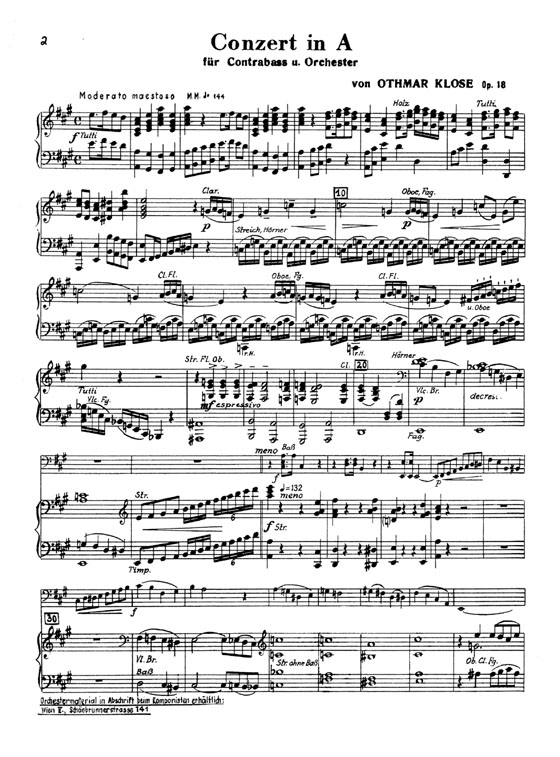 Othmar Klose【Concerto In A Opus 18】for String Bass Othmar Klose【Concerto In A Opus 18】for String Bass